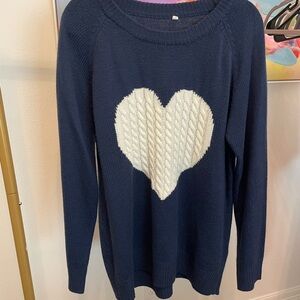 Navy Blue Heart Women’s Sweater XL